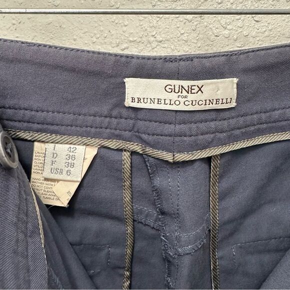 GUNEX for Brunello Cucinelli Blue Chino Pants Sz 6 Cotton Office Preppy Casual - Picture 12 of 15